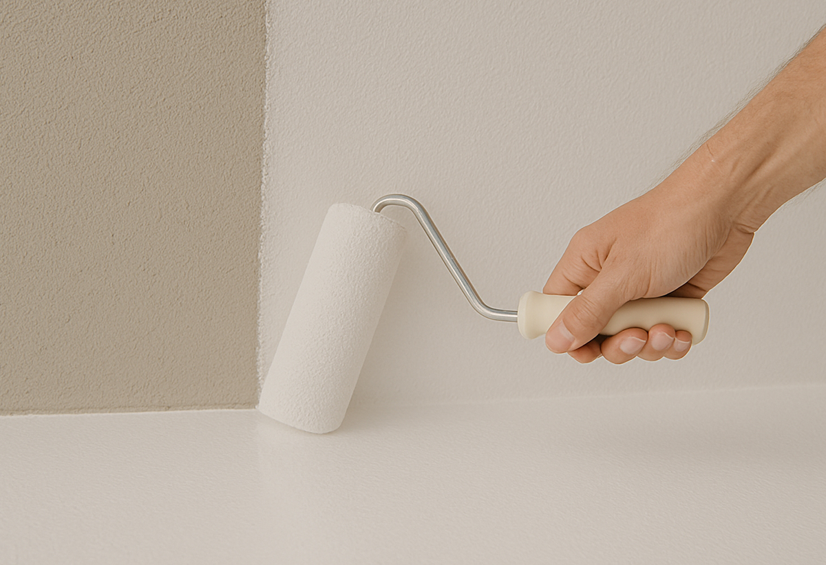 Απεικονίζεται η τοποθέτηση του στεγανωτικού με τη χρήση ρολού.